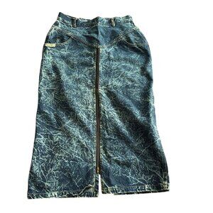 Vintage 80s Gazoz Denim Skirt Size 28 Acid Wash Zipper Pockets Belt Loops